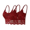 thumbnail image 1 of 2 piezas de sujetador de encaje con tirantes sólidos para mujer, ropa interior de poliéster con huecos, 1 of 7