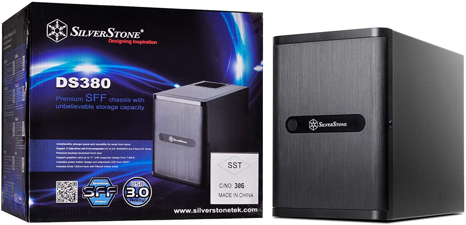 SilverStone Technology DS380B Premium Mini-Itx/DTX Small Form Factor NAS Computer Case, Black Newest Version DS380B-x