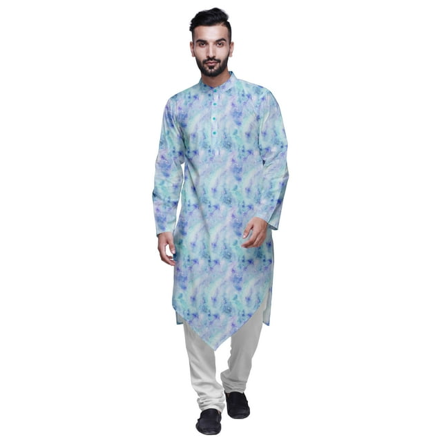 Atasi Cotton Flex Asymmetrical Long Sleeve Kurta For Men Printed Designer Kurta
