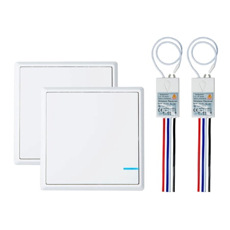 GREENCYCLE 2 Set 1-Gang Wireless Light Switch 110V Receiver Transmitter Kit Outdoor 1600 ft Indoors 130 ft - Remote Ceiling Lamp LED Bulb - IP54 Waterproof Design (2 Switches 2 Receivers) price history on PriceWatchPro