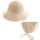 thumbnail image 1 of Sombrero de 56-58cm de circunferencia para mujer, sombrero de paja con perlas de encaje y bolso de paja, conjunto de sombrero de playa protector solar para el verano, 1 of 5