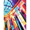 thumbnail image 1 of Building with Glass Roof Modern Art Deco Colour Block Modern Watercolour Painting Unframed Wall Art Print Poster Home Decor Premium, 1 of 4
