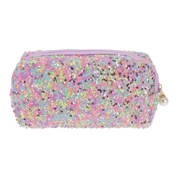 Vocoste 1 Pc Women Sparkly Sequin Cosmetic Bag for Business Travel Assorted Color Polyester