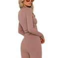 thumbnail image 5 of Liacowi Women Basic Long Sleeve T Shirts Crewneck Ribbed Knit Slim Fit Crop Tops Streetwear, 5 of 6