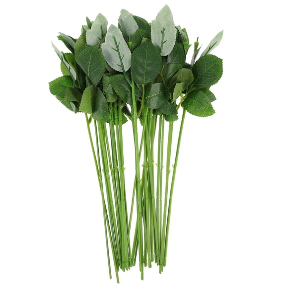 OUNONA 30 Pcs Tiges Florales Artificielles Vertes avec Feuilles pour Artisanat et Arrangements de Mariage