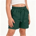 thumbnail image 5 of Maqroz Girls Cargo Shorts Elastic Waist Button Closure Casual Summer Shorts with Side Pockets Solid Color Loose Fit Bottoms 5-15 Years, 5 of 8