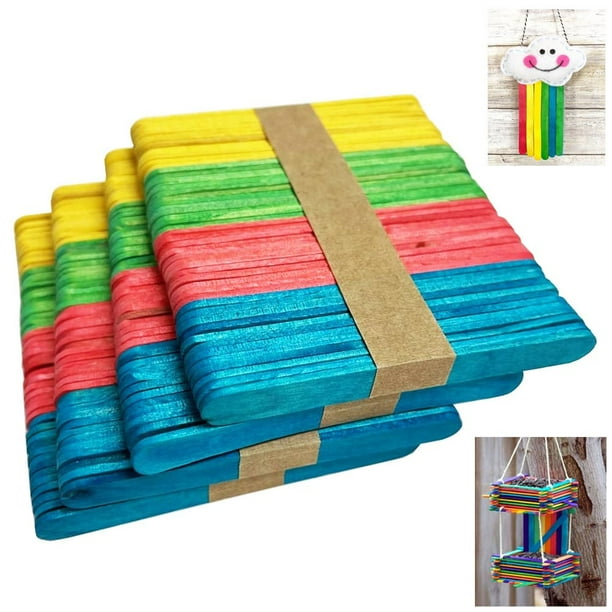 200 Colored Wooden Popsicle Sticks Assorted Colors Craft Sticks School