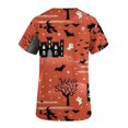 thumbnail image 4 of TIMIFIS Hauts de Blouse Imprimés Rouges d'Halloween pour Femmes Uniforme de Travail Manches Courtes Col en V Citrouille Araignées Fantôme Tunique Imprimée Blouse de Travail avec Poches-Rouge, 4 of 4