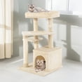 thumbnail image 2 of Demi Bonn 33" Cat Tree for Small Indoor Cats, Plush Cat Tower with Large Cat Condo, Perch and Sisal Cat Scratching Post for Kittens, Beige, 2 of 8