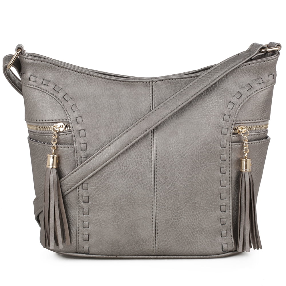 Deluxity DELUXITY Crossbody Hobo Slouch Bucket Bag Side Pockets