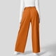 thumbnail image 5 of Pantalones de vestir de cintura alta y pierna ancha para mujer: cintura elástica, algodón y lino, bolsillos; pantalones informales de oficina., 5 of 7