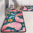 thumbnail image 2 of Kitchen Rugs Sets Of 2,Pink Butterfly Rose Daisy Green Pattern Anti Fatigue Kitchen Mat Rugs Non Slip Washable,Decorative Kitchen Floor Mats for Kitchen,Sink,Laundry,17"x47"+17"x47", 2 of 5