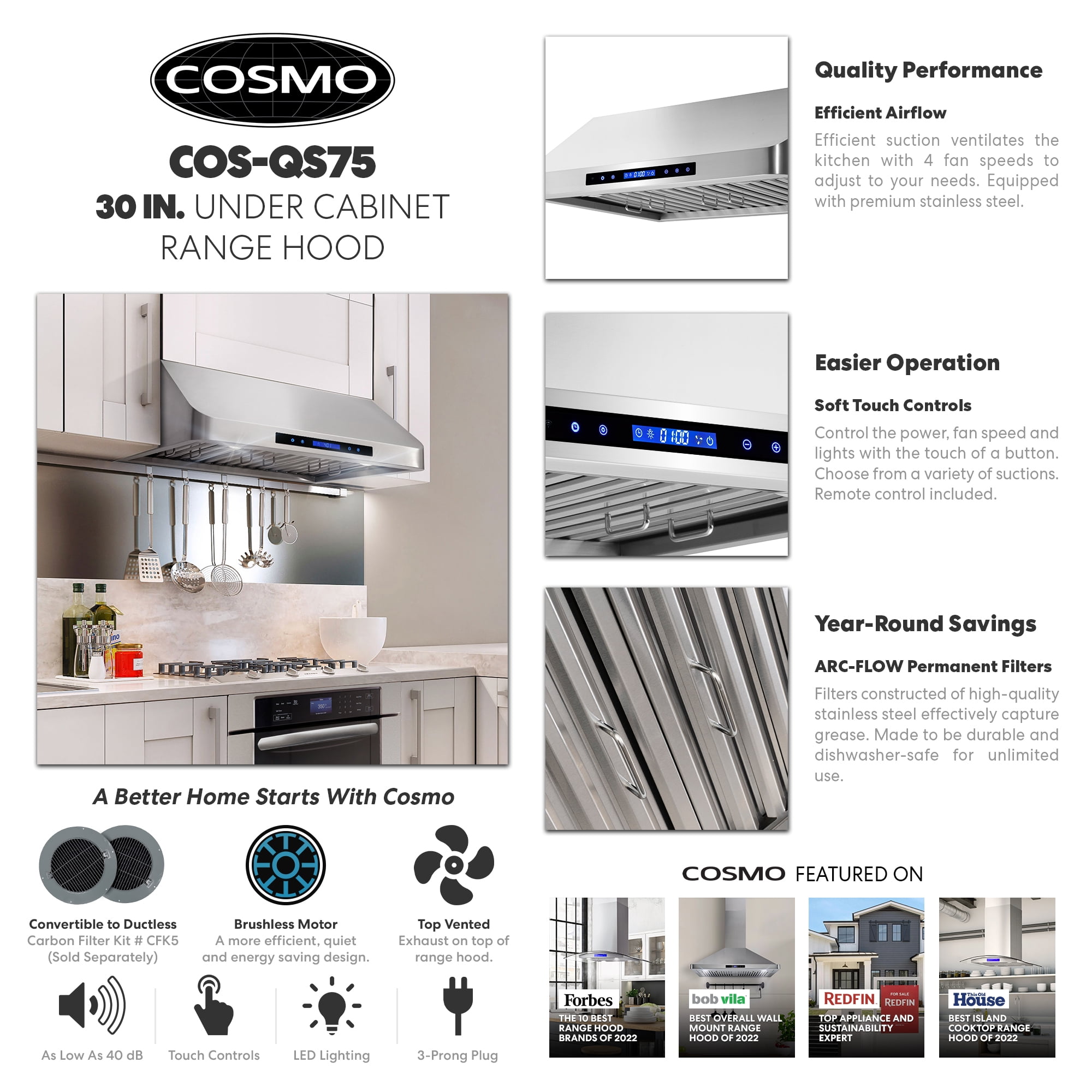 Cosmo Kitchen Presents This Professional Style Range Hood.
