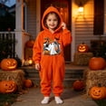 thumbnail image 5 of Kids Flannel Halloween Hooded Jumpsuit, Girls & Boys Cute Bow Onesie Ghost Print Zip Up Full-body Loungewear 2026 Earthy Yellow 110, 5 of 7