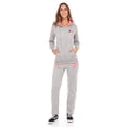thumbnail image 3 of Women Athletic Fleece Sweatsuit Tracksuit Activewear Stripe-Patch Gray Small, 3 of 8