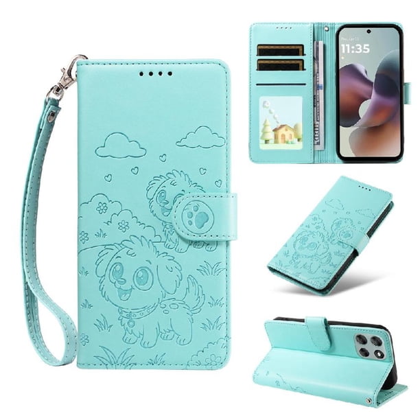Funda Cartera GANGXUN con Diseño de Perrito en Relieve para Motorola Moto G56 , Protección 360° con Ranuras y Correa Desmontable