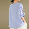 thumbnail image 4 of Camisas de Manga Corta para las Mujeres Blusas de Cuello Redondo con Botones Casuales, Camisa de Verano de Moda para Diarios Y Fiestas, 4 of 4
