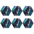 thumbnail image 2 of Pofeuu Colorful Plant Wolf Print Leather Coasters Set of 6, Round Cups Mugs Mat Pad for Home Kitchen Heat Resistant Drink Coasters,Hexagon, 2 of 7