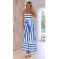 thumbnail image 5 of Gdvsclr Women'S Striped Back Smocked Maxi Dress Spaghetti Strap Cut Out Flowy Swing Long Dress Blue S, 5 of 8