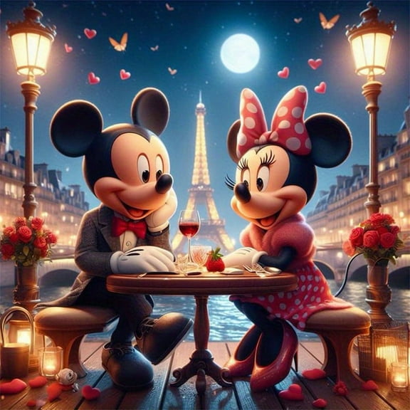 DIY 5D Diamond Digital Painting Kit Crystal Rhinestone Embroidery Cross Stitch Artwork Crafts Canvas wall Decoration Birthday Gift (Mickey Minnie) 12 X 12 inches