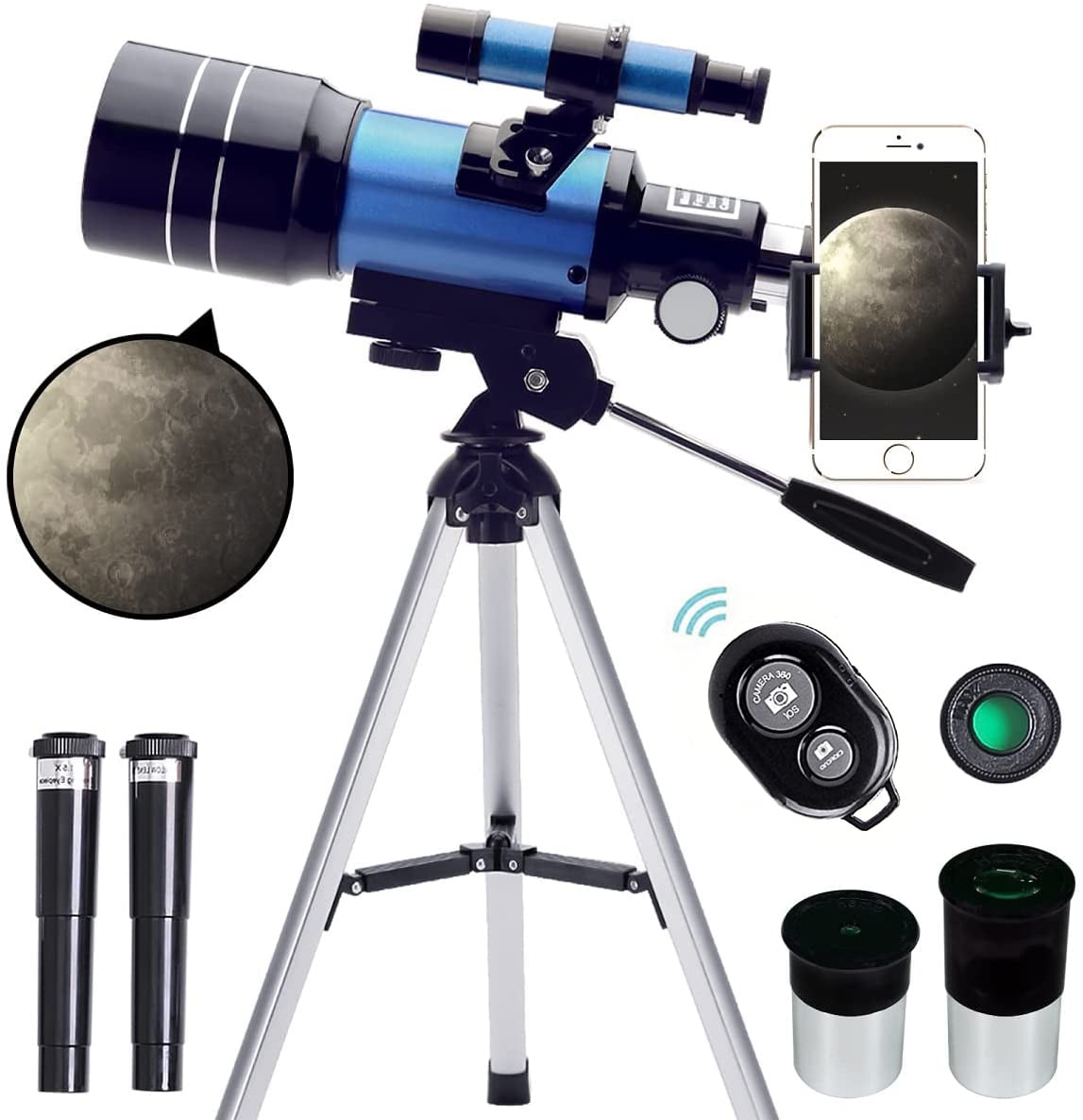 Astronomical Telescopefor for Children & Beginners,Professional Stargazing HD Refractor Telescope 400mm Focal Length,Magnification Telescope with Tripod,Easy to Carry Telescope for Outdoor 