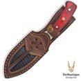 thumbnail image 3 of FRD: Compact Damascus Guthook Hunting Knife - Red Grip, 3 of 5
