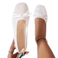 thumbnail image 4 of Miluxas Woven Ballet Flats for Women Cute Mary Janes Bow Elastic Strap Summer Straw Comfortable Casual Dressy Shoes White 9.5(43), 4 of 8