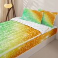 thumbnail image 3 of jejeloiu Green Orange Sparkle Print Zipper Twin Comforter Sets with Fitted Sheet and 2 Pillowcases Kids,Colorful Gradient Pattern Zipper Bedding Set For Girls,Reversible,4-Piece, 3 of 7
