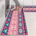 thumbnail image 2 of Kitchen Rugs Sets Of 2,Pink and Teal Geometric Boho Pattern Anti Fatigue Kitchen Mat Rugs Non Slip Washable,Decorative Kitchen Floor Mats for Kitchen,Sink,Laundry,17"X47", 2 of 5