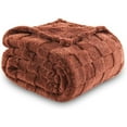 thumbnail image 5 of Super Soft Twin Blanket Coffee Premium Silky Flannel Fleece 3D Checkered Lightweight Bed Blanket All Season Use (Coffee Checkered, Twin(60"x80")), 5 of 7
