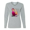 thumbnail image 2 of Wild Bobby Breast Cancer Survivor Distressed American Flag Breast Cancer Awareness Women Graphic Long Sleeve T-Shirt, Heather Grey, Small, 2 of 6