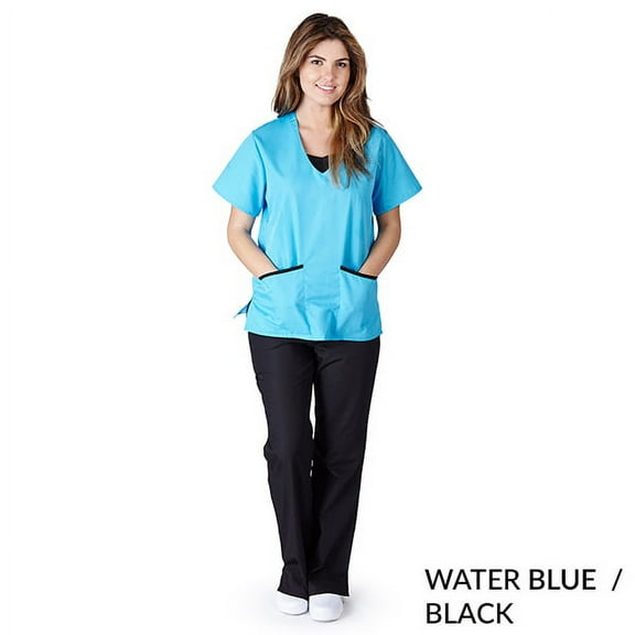 M&M SCRUBS -Super Soft Medical Scrub Top Premium Womans Junior Fit 3 Pocket Mock Wrap Top