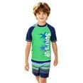thumbnail image 4 of HAYIMI Boys Beach Outfit Sets Tree Striped Printed O-Neck Short Sleeve T-Shirts With Shorts For Toddler Boys And Kids Comfortable Summer Outdoor Play Trendy Clothes Sets, 4 of 6