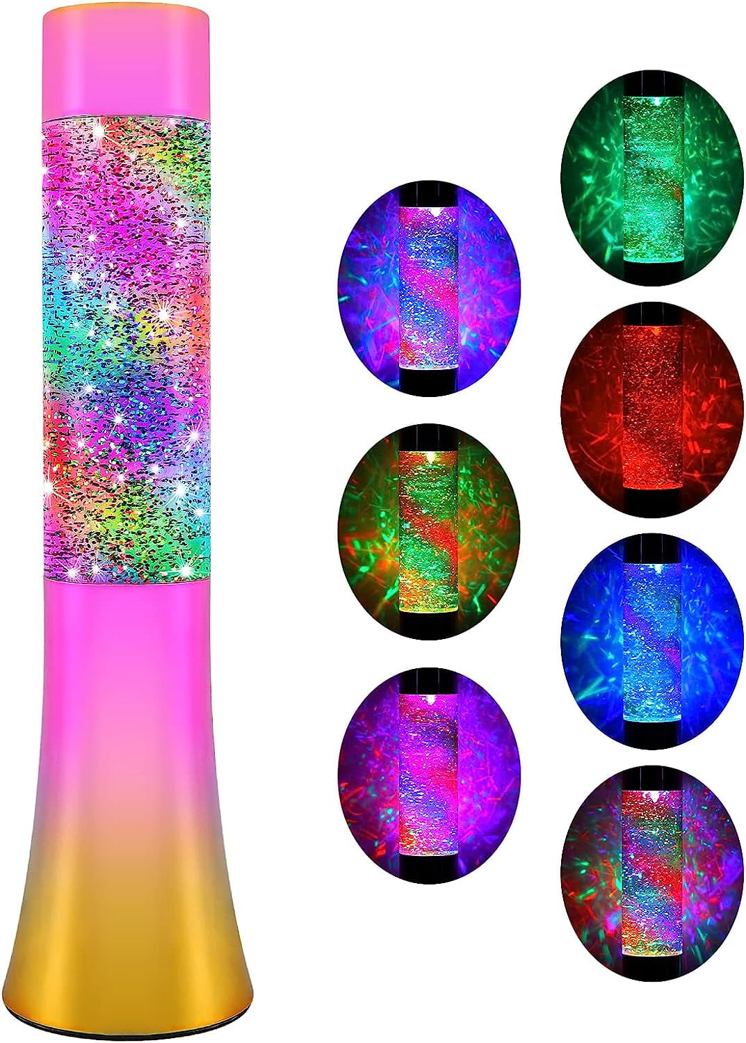 Lava Lamp, Rainbow Glitter Lamps with Automatic Color Changing Function
