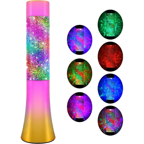 Lava Lamp, Rainbow Glitter Lamps with Automatic Color Changing Function