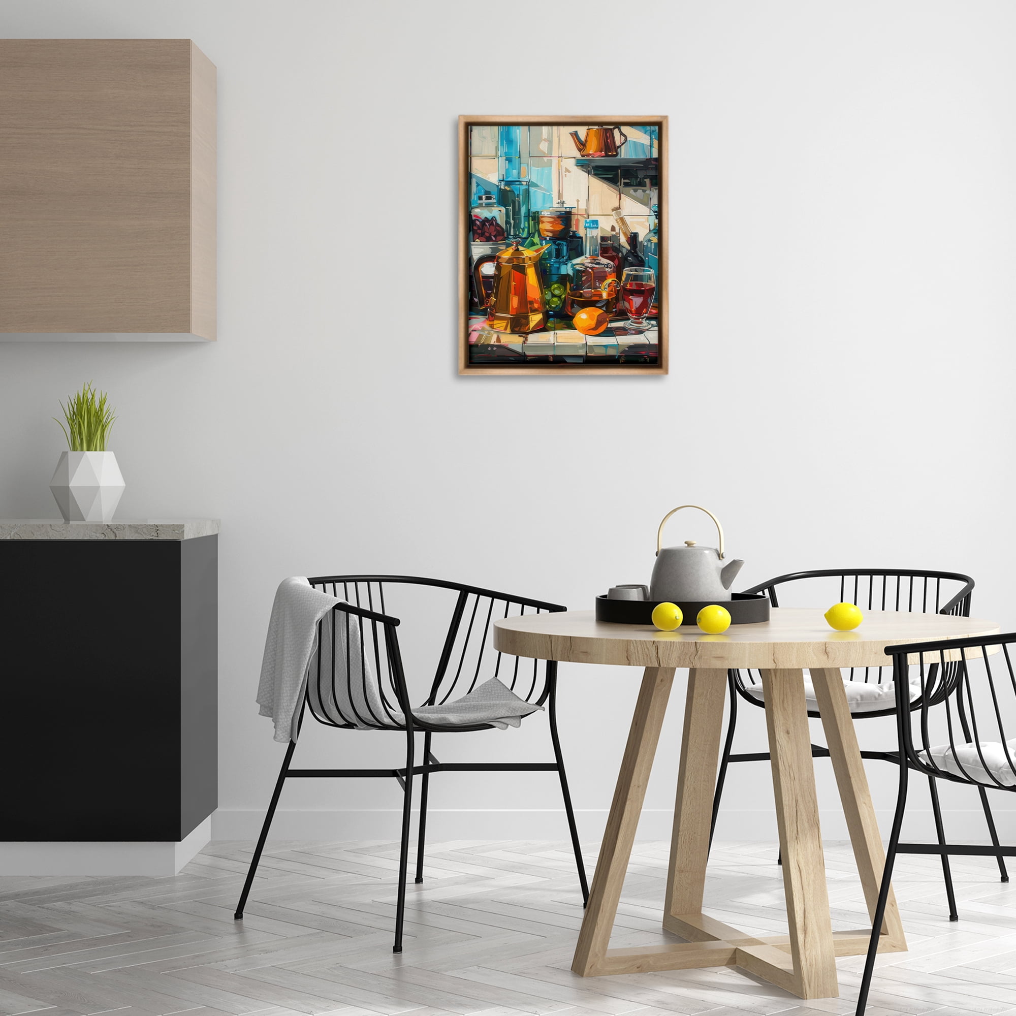 Stupell Industries Kitchen Counter Cocktails Food & Beverage Painting Brown Floater Framed Canvas Art Print Wall Art, 17 x 21