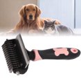 thumbnail image 3 of Rastrillo de acero inoxidable de doble cara para el cuidado de mascotas, para gatos y perros, eficaz eliminador de pelos, color rosa, 3 of 8