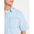 thumbnail image 5 of No Boundaries Denim Boxy Fit Shirt with Short Sleeves, Men's XS-4XLT, 5 of 6