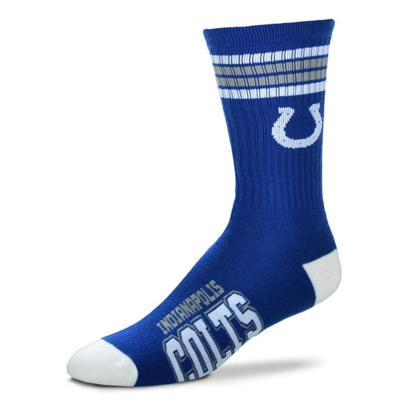 FBF For Bare Feet NFL Indianapolis colts 4 Stripe Deuce crew Sock Team color MEDIUM