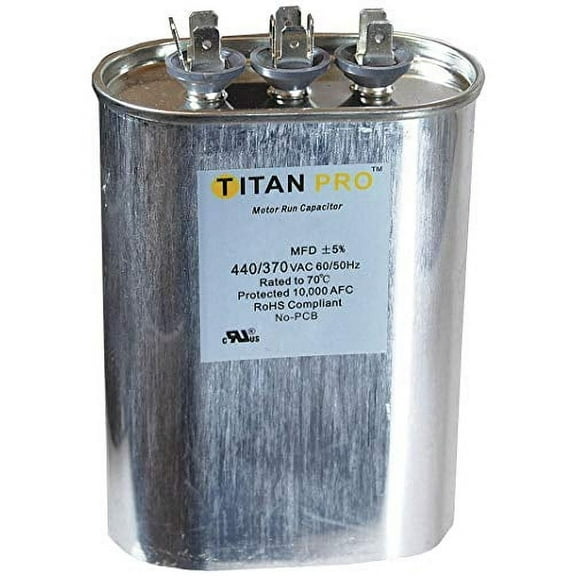 Titan Pro Oval Motor Dual Run Capacitor, 35/5 Microfarad Rating, 370-440VAC Voltage - TOCFD355