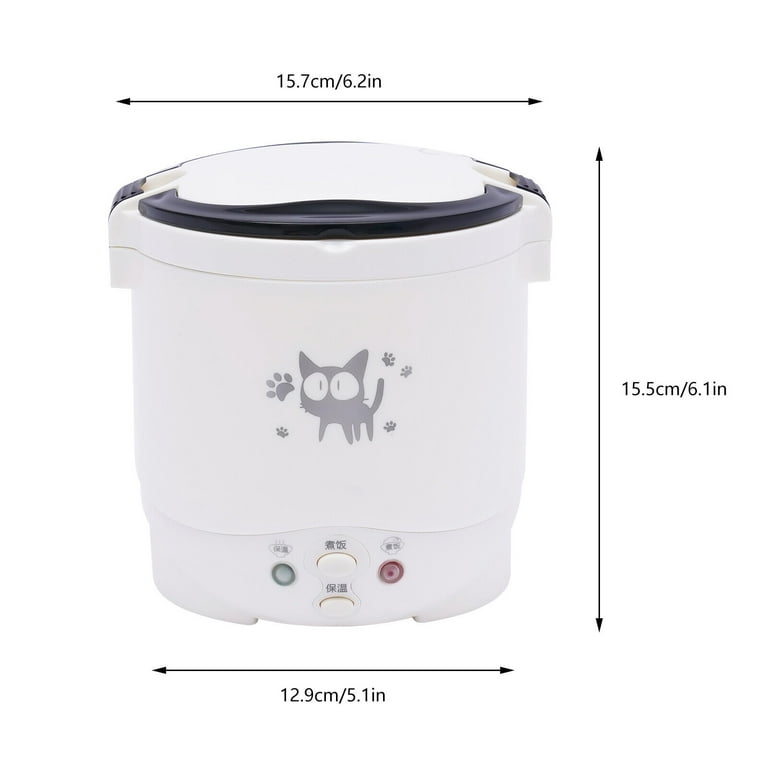 Mini Rice Cooker Portable White 1L Rice Cooker Steamer w/Measuring