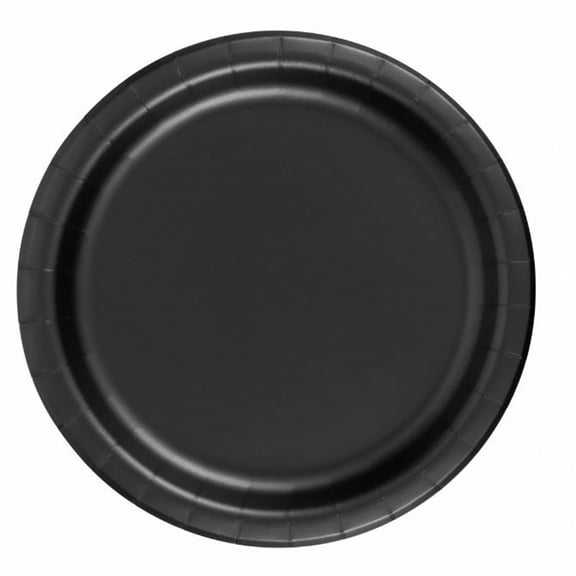 24 Plates 9" Paper Dinner Lunch Plates Wax Coated - Black