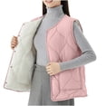 thumbnail image 2 of Maqroz Women's Sherpa Lined Quilted Vest 2026 Fashion Velvet Vest Down Button Up Sleeveless Padded Down Jackets Lightweight Warm Winter Gilet Outerwear with Pockets Plus Size Clothes Pink M, 2 of 5