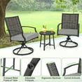 thumbnail image 4 of YYAo Outdoor Bistro Set, Outdoor Conversation Sets, 3 Piece Patio Swivel Chair Set with Soft Seat Cushions for Backyard, 4 of 7