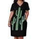 thumbnail image 2 of Three Beautiful Green cactus suculenta en negro Design vestido suelto con bolsillo para mujer vestidos de graduación elegantes de lujo, 2 of 6