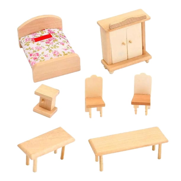 Muebles de de , sala de miniatura de /comedor/dormitorio/casa de cocina accesorios de decoración de muebles de Conjunto de dormitorio Salvador miniaturas de casa de muñecas