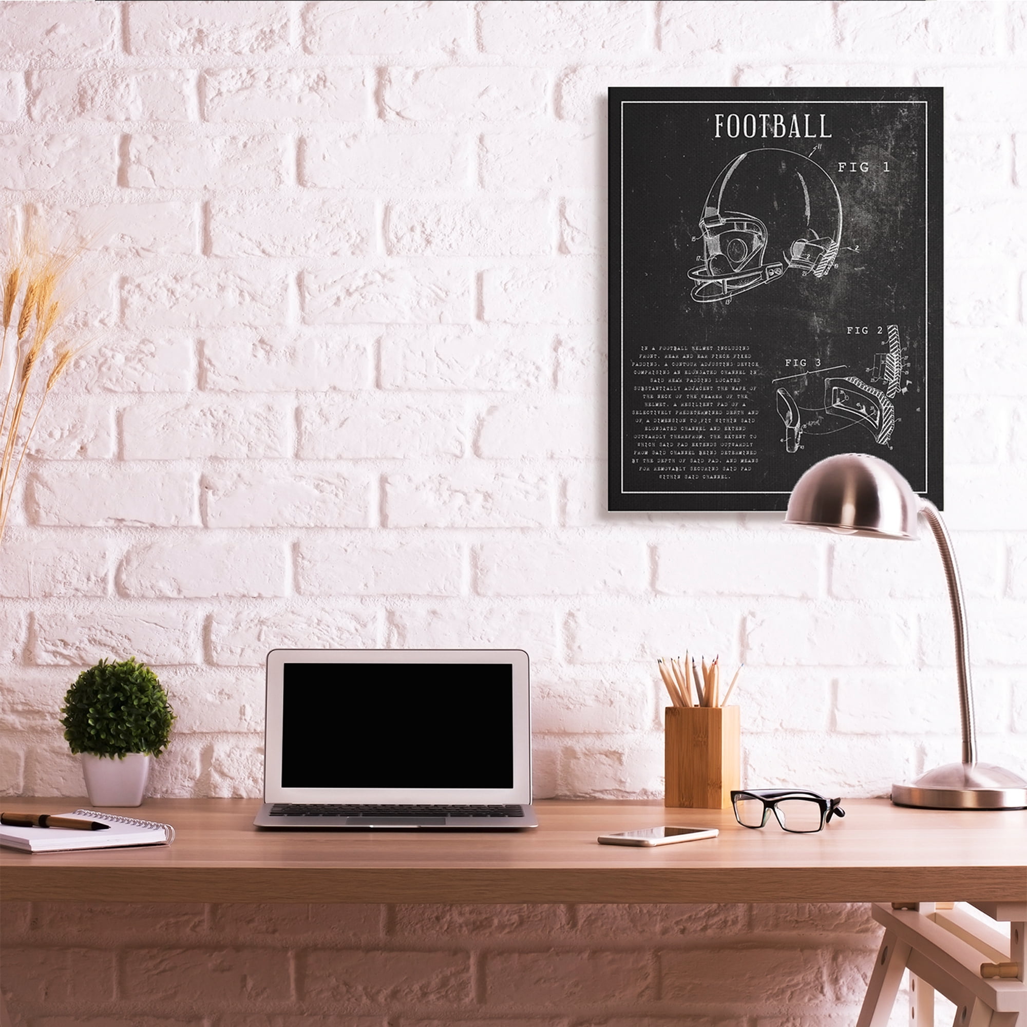 Stupell Industries Football Helmet Sports Chart Retro Figure Canvas Wall Art, 30 x 40, Design by Daphne Polselli