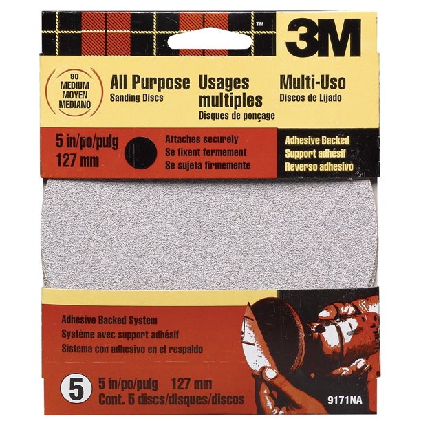 3m Adhesive Backed No Hole Sanding Discs Medium 5 " Pack of 5