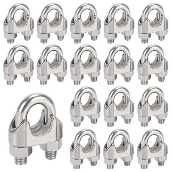 20 Pieces M5 Steel Cable Tie 304 Stainless Steel Cable Tie U Bolt Wire Cable Clip for 5mm Steel Wire Rope Rope