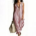 thumbnail image 6 of TaTaai Womens Dresses Sleeveless V Neck Striped Print Pocket Pullover Casual Loose Comfy Soft for Daily Beach, 6 of 7